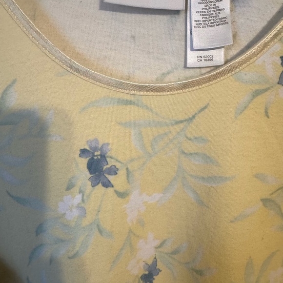 ❤️Liz Claiborne Woman  Pastel Yellow/Blue Floral Top PLUS: 1X     #w - Picture 2 of 8